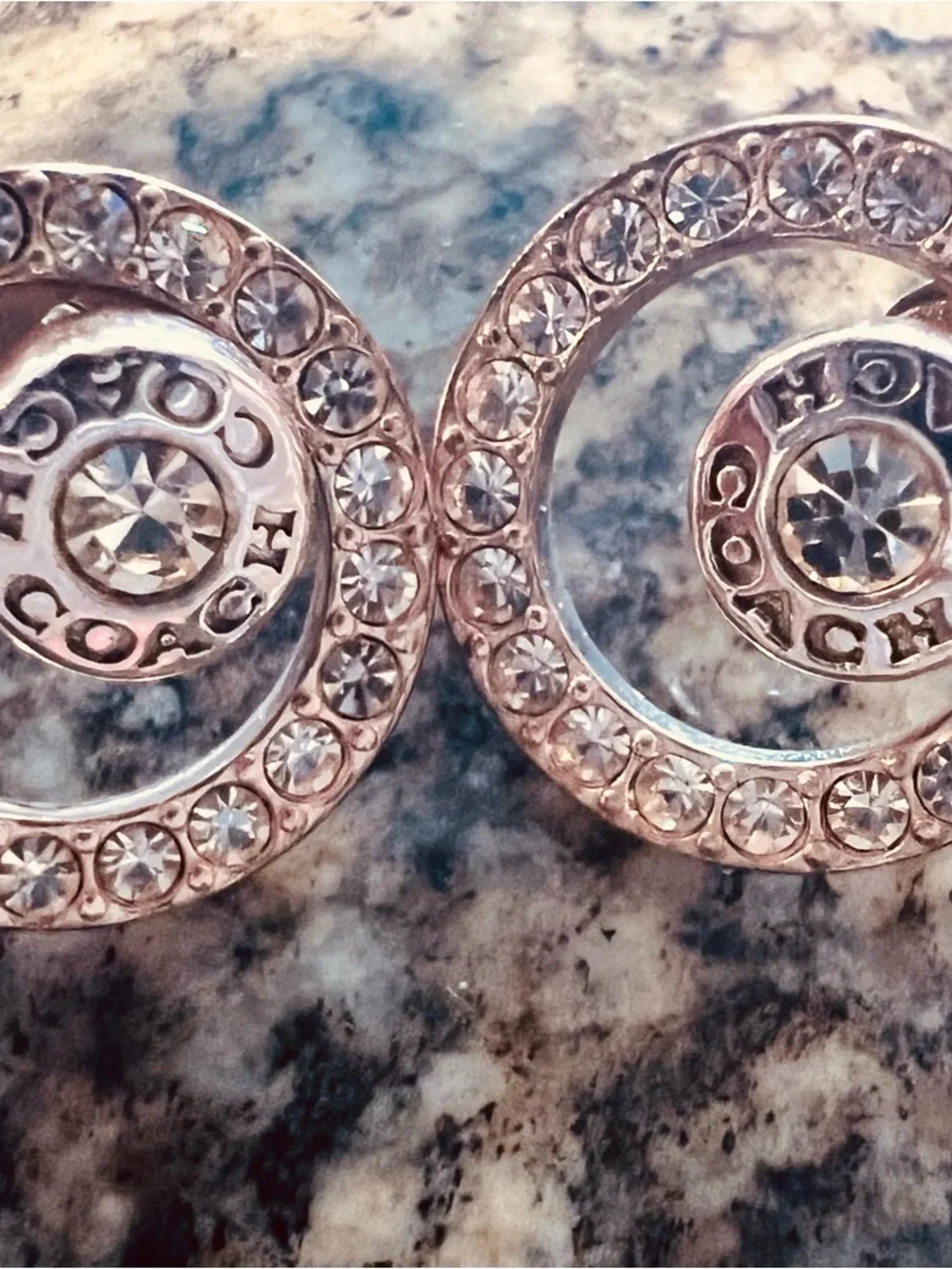 Authentic coach Crystal Accent Rose Gold Tone Stud Earrings - - Picture 2 of 2